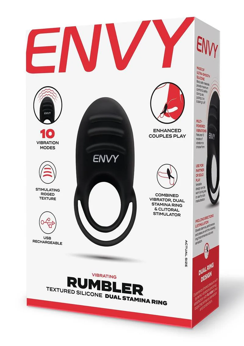 Rumbler Vibrating Textured Dual Stamina Ring