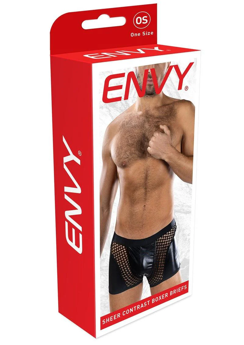 Sheer Contrast Boxer Briefs-Black-Os - Image 3